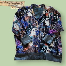 VTG 80s Judith Ann Creations Art To Wear Geisha Velvet Beaded Jacket Medium M