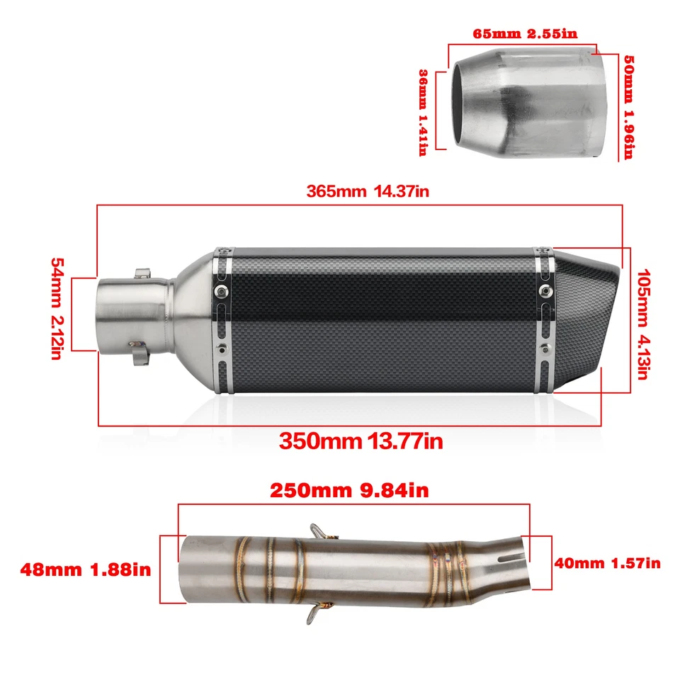 Sistema de escape deslizable para Honda CBR300R CB300F tubo silenciador trasero tubo Foto 2 de 4