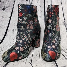 METAPHOR Womens 6 Flora Heeled Booties Boho Floral Cottagecore