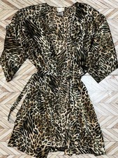 VTG California Dynasty Leopard Satin Kimono Robe Large