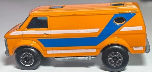 Matchbox Lesney Superfast #68 Orange Chevy Van (White/Blue Stripes)