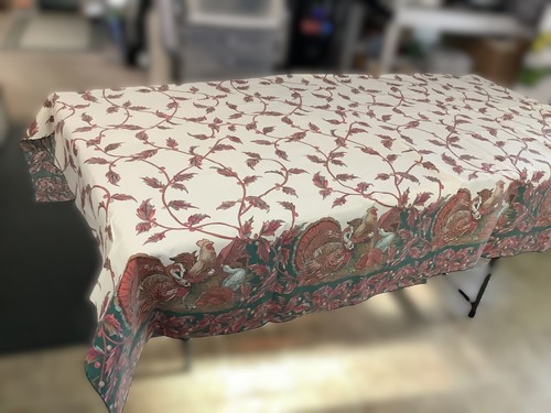 Thanksgiving Tablecloth 78x58 Rectangle Turkey Leaf + 12 New Cotton Napkins SALE - Picture 7 of 14