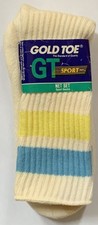 Gold Toe GT Sport Net Set Tube Socks Vintage Striped Mens Shoe Size 7.5-13 NOS