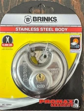 BRINKS Heavy Duty Keyed Padlock – 80mm PROMAX Security Chrome *Brand New*