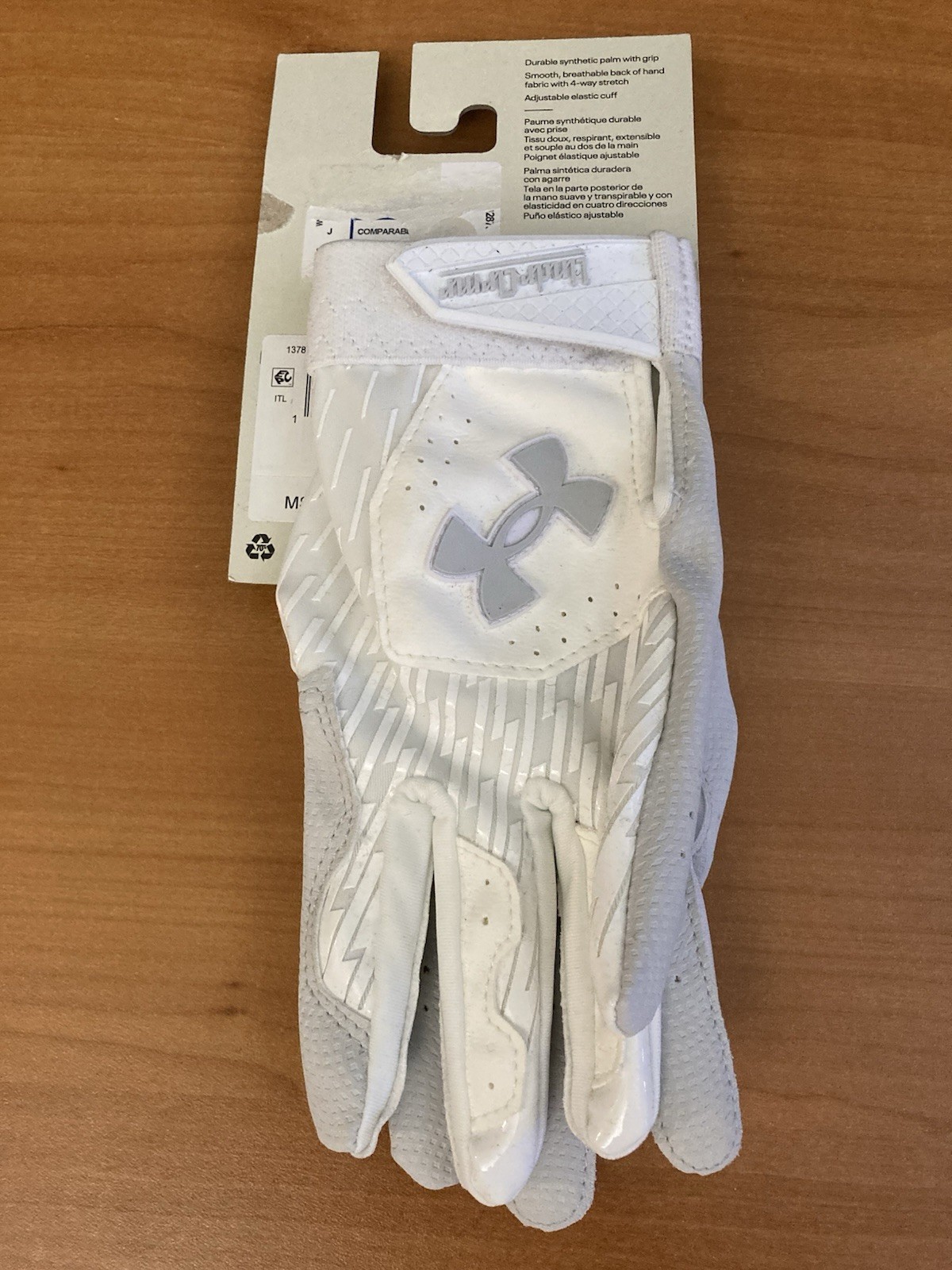 UNDER ARMOUR CLEAN UP YOUTH Boys Baseball BATTING GLOVES 1378765-100 Sz M Medium thumbnail 3