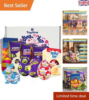 Familienfreundlicher Ostereierkorb - 5er Pack mit lustigen Mini Pralinen & Deko