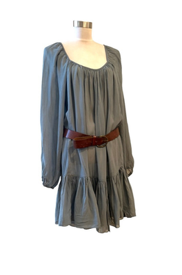 kate moss dress grey Topshop Kate Moss blue gray chiffon boho peasant sleeve dress US 8 10 M L