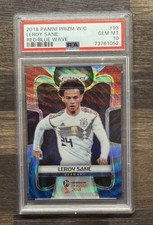 2018 Panini Prizm World Cup #93 Leroy Sane Card RC Red Blue Wave PSA 10 Gem