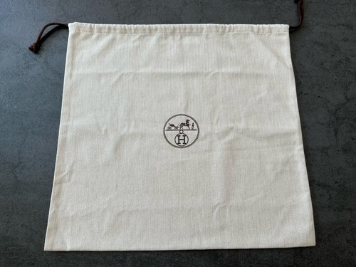Authentic Hermes Herringbone Tweed Drawstring Dust Bag 18 X 17 Inch