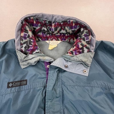 Vintage Columbia Bugaboo Jacket Mens Large Teal Purple 3 In 1 Fleece Lined 90s