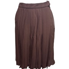 VTG 80s VALENTINO BOUTIQUE Brown Pleated Knee Length Skirt 6 Classic Old Money