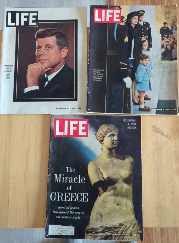 LIFE MAGAZINE 1963 Lot Of 3 JFK Funeral  John John Greece 