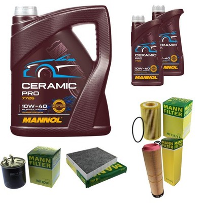 MANN Inspektionspaket 7L MANNOL Ceramic Pro 10W-40 für Mercedes-Benz E-Klasse