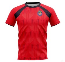 Camisa LIGA MX Chivas Personalizada Roja Negra Hombros y Diseño Sutil Patrón
