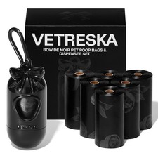 VETRESKA Dog Poop Bags with Dispenser, Leak 1 Count (Pack of 105), Black
