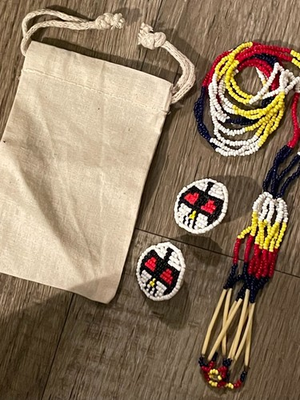 #ad #ad 3 PC LOT NATIVE AMERICAN BEADED QUILL NECKLACE EAGLE EARRINGS MOJO BAG UNISEX $16.95