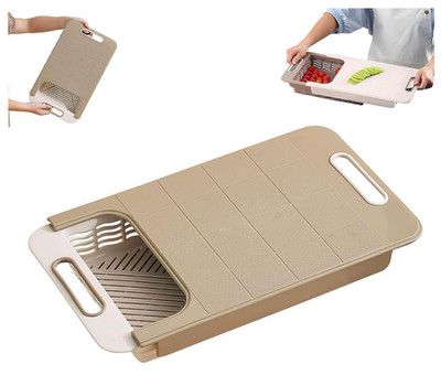 Multifunctional Over the Sink Cutting Board with Strainer Basket,Kitchen Station