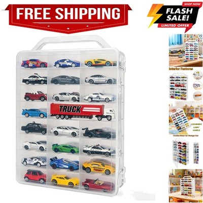 Double-Sided 1:64 Scale Toy Car Storage Case, 48-Slot Clear Organizer with Ha...