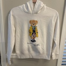 Polo Ralph Lauren Kids White Polo Bear Fleece Sweatshirt Size Large 12-14