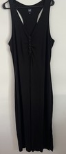 Gap Dress Black Long Cotton Sleeveless Size XXL Button Up V Neck