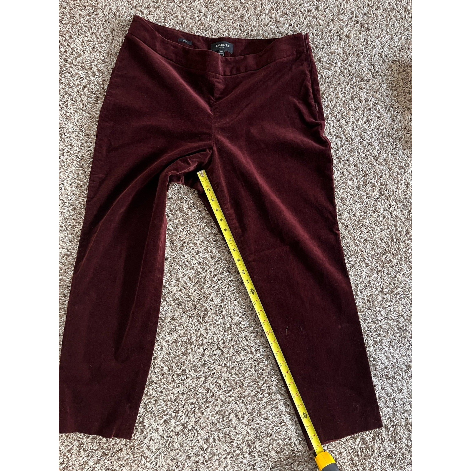 Women's Talbots Rich Burgundy Velvet Ankle Petite Trousers Size 14