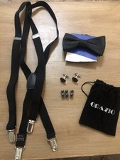 Mens Formal Wear Accessories: Black Bow Tie, Suspenders, Cufflinks  Shirt Cover