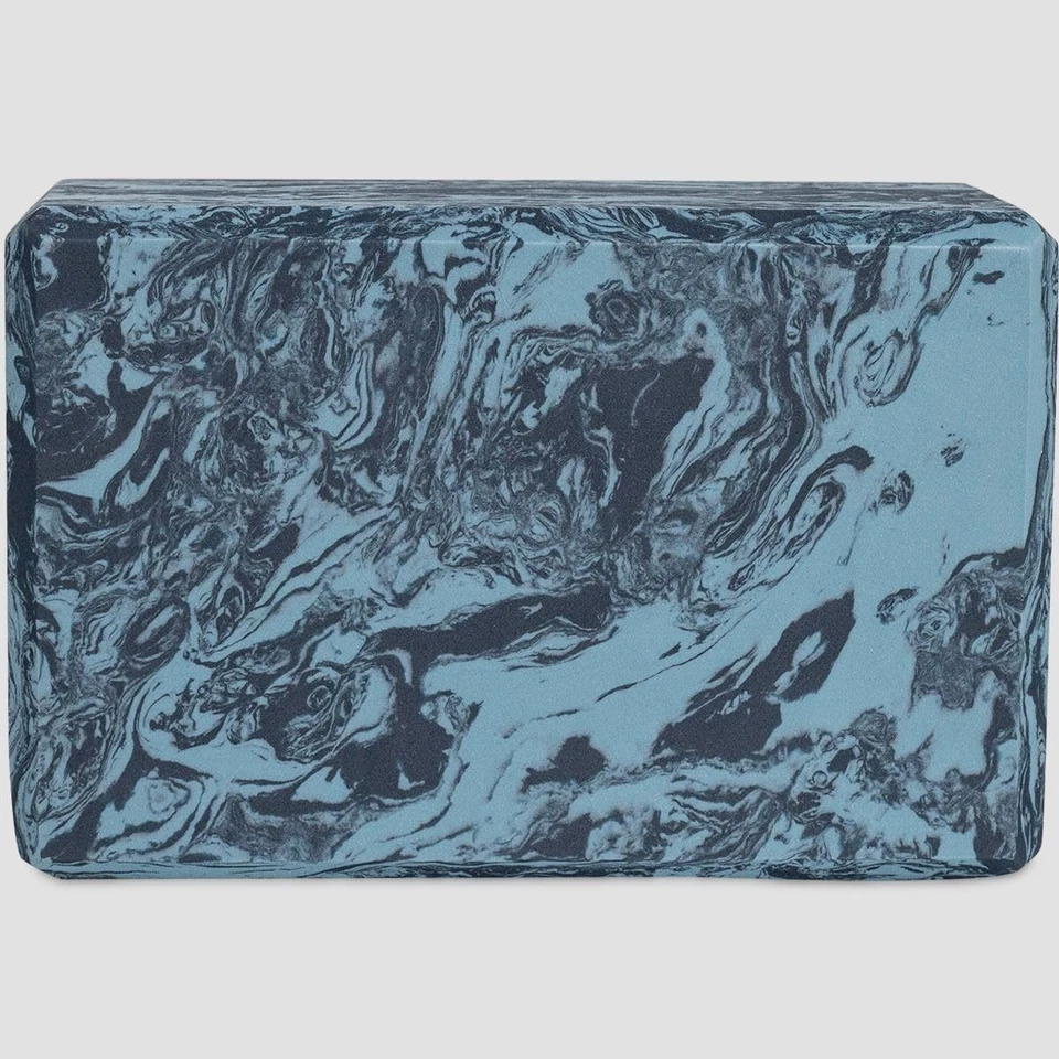 4" Foam Yoga Block - Marbled Surf Blue - strong and stable, beveled edges for... - Image 3 of 3