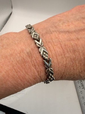 Italien 925 Sterlingsilber Gliederarmband geometrischer Chevron 7'' 11,5 g