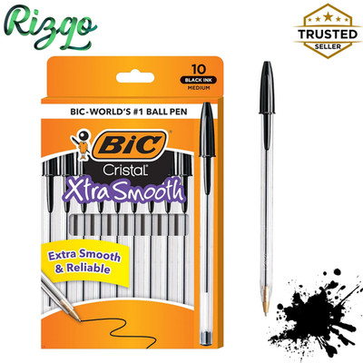 BIC Cristal Xtra Smooth 1 color Ballpoint Pens, Black Pen Medium Point (1.0mm),
