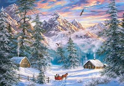 Puzzle (1000 T.) Weihnachten in den Bergen (Castorland) NEU/OVP