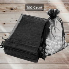 100 Pcs 4x6 Inch Mesh Organza Bags Drawstring Jewelry Pouches Gifts