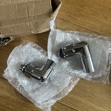 CHROME CORNER TOWEL RAIL RADIATOR RAD VALVES ANGLED PAIR SOLID BRASS 15MM TCRVCC
