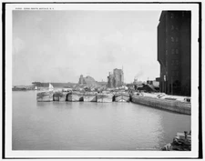 8" x 10"  1900 Art Canvas Print Canal Boats Buffalo N.Y.