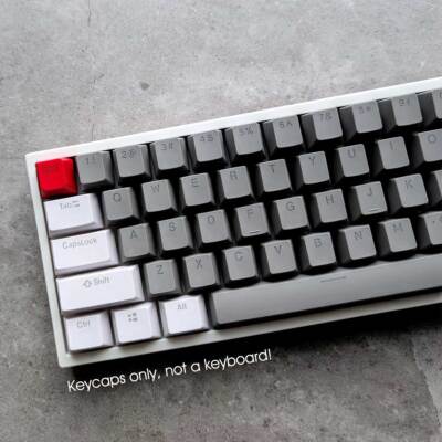 Gray White Double Shot PBT Keycaps Set OEM Shine Through fits Cherry MX Keyboard