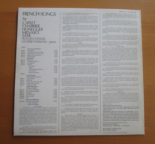 Nimbus 2112 French Songs Hugues Cuenod Geoffrey Parsons NEAR MINT Quad Nimbus LP - Picture 5 of 5