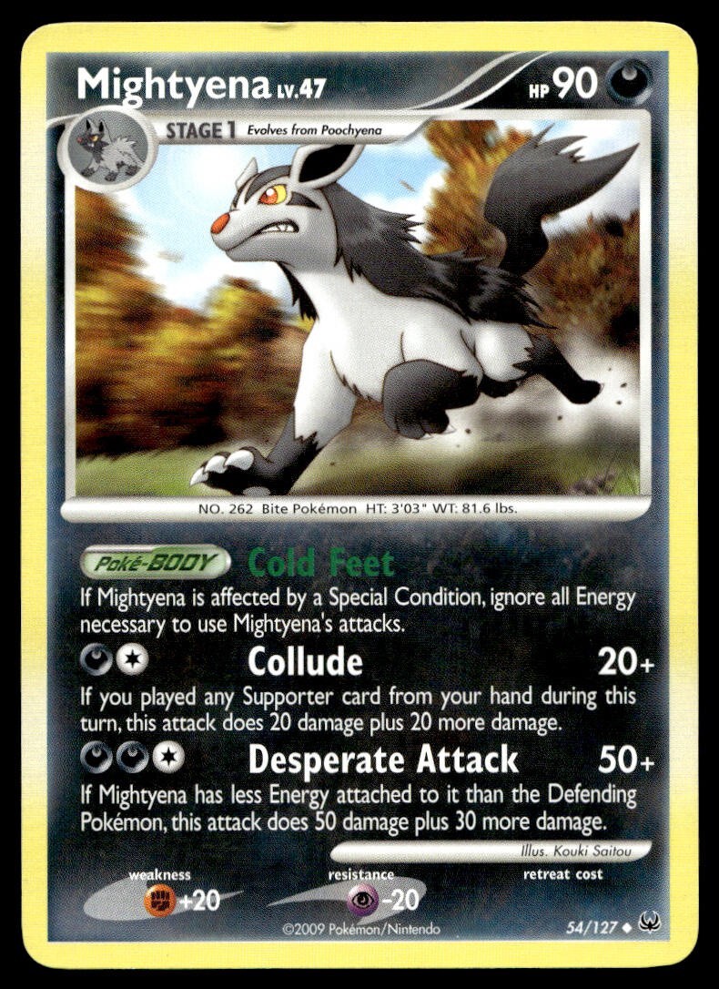 Mightyena 54/127 Pokemon Card Platinum Uncommon 90 HP Lightly Played BS