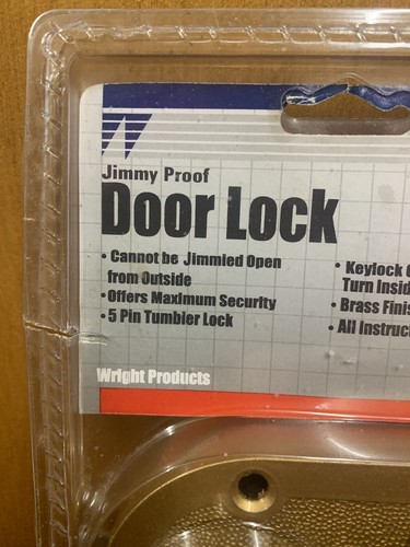 Jimmy Proof Door Lock Wright V385BR New Never Opened. 2B - Picture 5 of 15