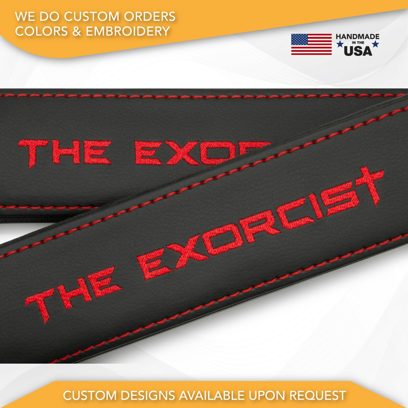 Custom Embroidery Vegan Leather Seat Belt Covers Fit The Exorcist