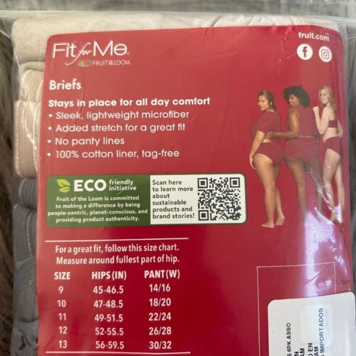 Fit For Me Fruit Of The Loom Microfiber 6 Briefs Womens Size 13/5X Underwear - Picture 6 of 7