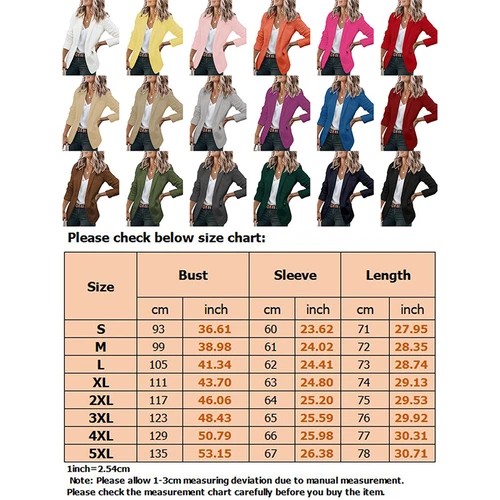 Ladies Casual Long Sleeve Cardigan Jacket Womens OL Open Front Blazer Suit S-5XL - Picture 3 of 69