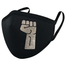 Protest Hand Fist Silver Glitter Cotton Mask