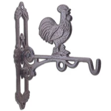 Cast Iron Rooster Wall Hook Plant Hanger 10.75" Deep Rustic Farmhouse Decor