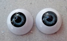 ONE PAIR 26 mm HALF ROUND ACRYLIC DOLL EYES LIGHT GREY suitable for BJD dolls