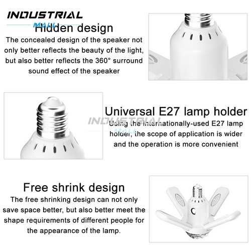 E27 LED RGB Ceiling Light Deformable Garage Lamp Bluetooth Music Speaker +Remote - Picture 13 of 19