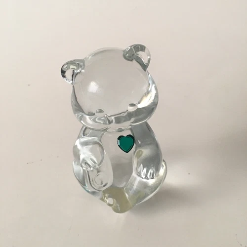 Fenton Glass Figurines May Birthstone Emerald Green Heart  Stone Paperweights