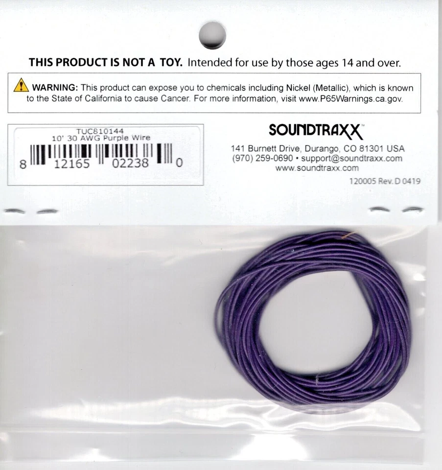 SoundTraxx 810144 Purple 30 AWG Super-Flexible Wire 10' 3.1m Length - Image 2 of 3