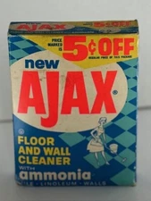 Vintage Ajax Floor And Wall Cleaner UNOPENED Box Vibrant Graphics Prop