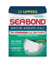 Sea Bond Secure Denture Adhesive Seals, Fresh Mint Uppers, Zinc Free