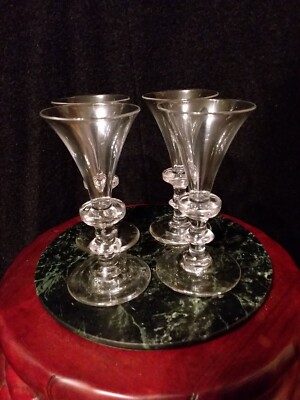 ANTIQUE ,CORDIAL, WINE, LIQUOR shot GLASS. Hand Blown Pontil set of 4