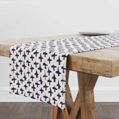 Tischläufer Dry Blue Pinsel | Einzigartiges Design Tischdeko | Made in EU